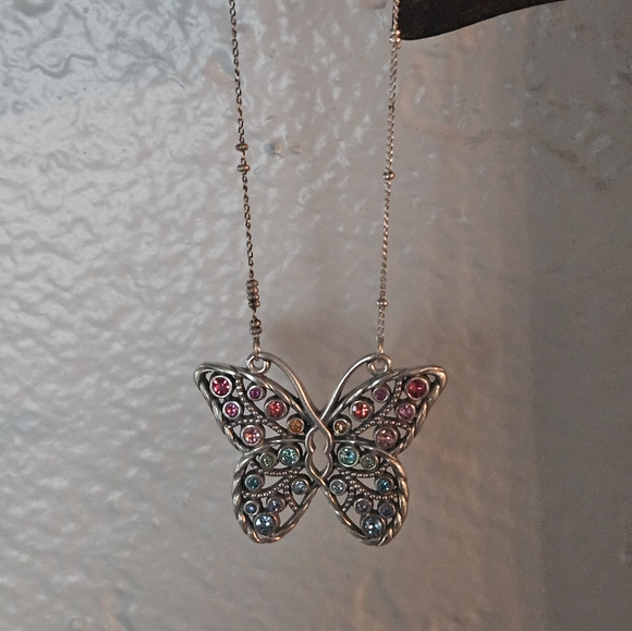 Brighton Halo Gems Monarch Butterfly Multicolor Necklace - Picture 1 of 6